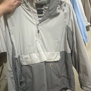 Carhartt Gray and White Windbreaker